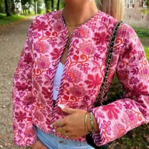 Jacket licht roze bloemen print