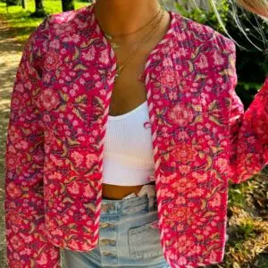Jacket roze bloemen print