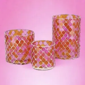 Glazen roze oranje mozaïek houders